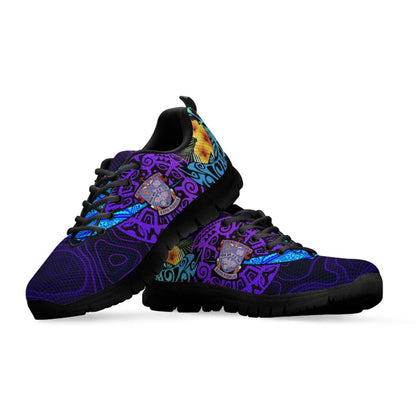 Tonga Sneakers - Chanel College with Polynesian Pattern Style and Flower