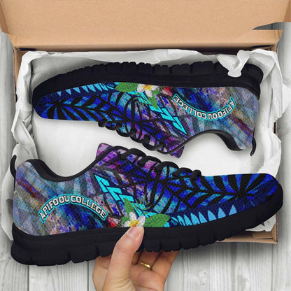 Tonga Sneakers - Apifo'ou College Polynesian with Tribal Turtle Plumeria and Tonga Style