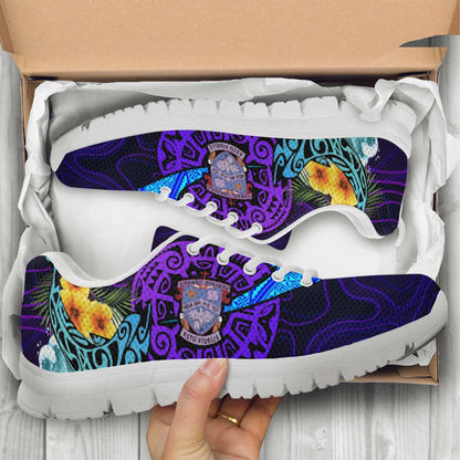 Tonga Sneakers - Chanel College with Polynesian Pattern Style and Flower