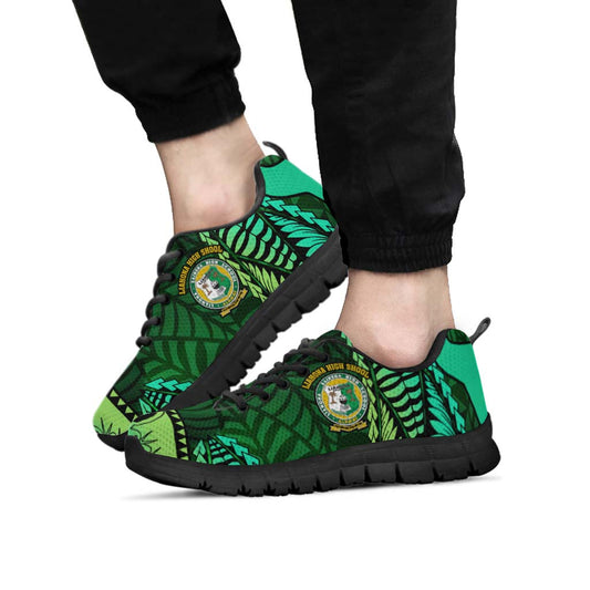 Tonga Sneakers - Liahona High Shool with Tonga Patterns with Green Effect