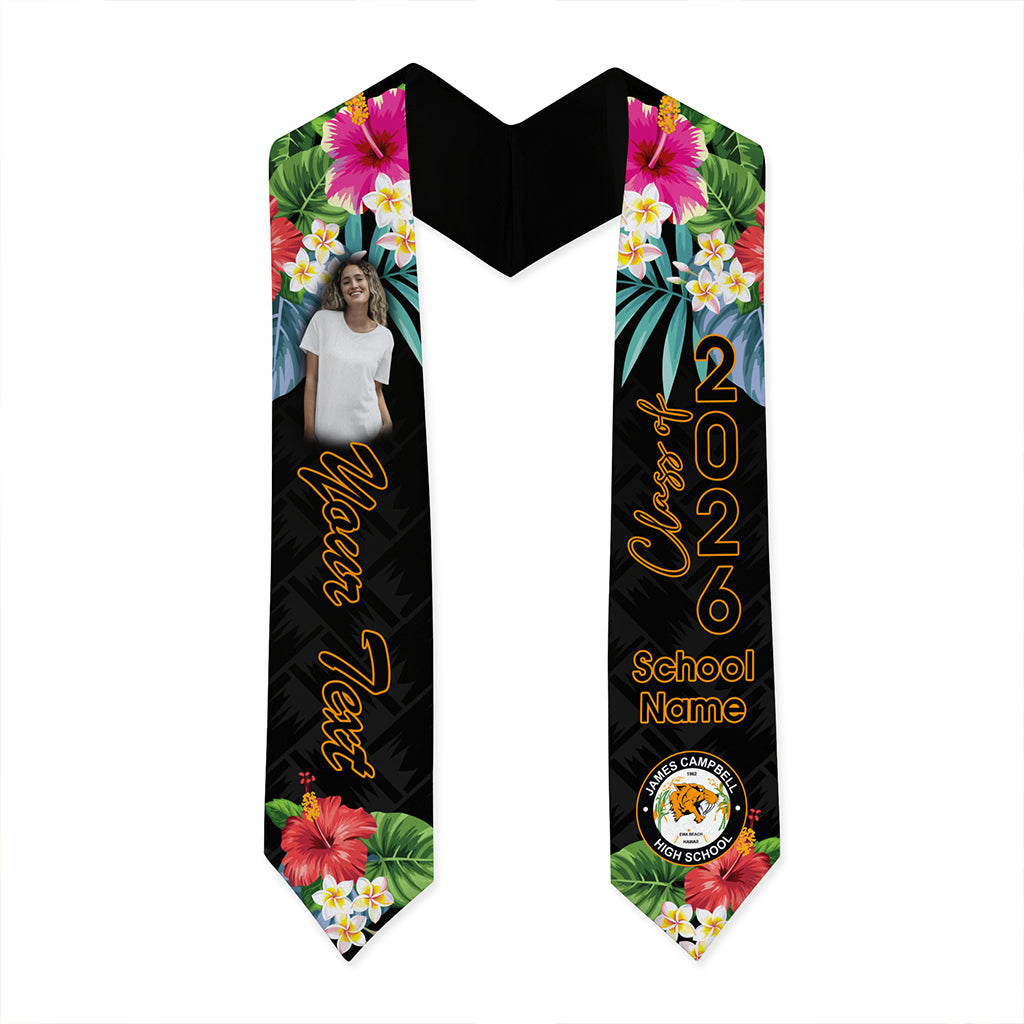 Hawaii Graduation Stole Custom James B. Castle High School Class 2026 Tropical Hibiscus Island Style