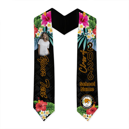 Hawaii Graduation Stole Custom James B. Castle High School Class 2026 Tropical Hibiscus Island Style