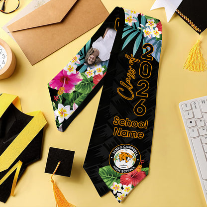 Hawaii Graduation Stole Custom James Campbell High School Class 2026 Tropical Hibiscus Island Style