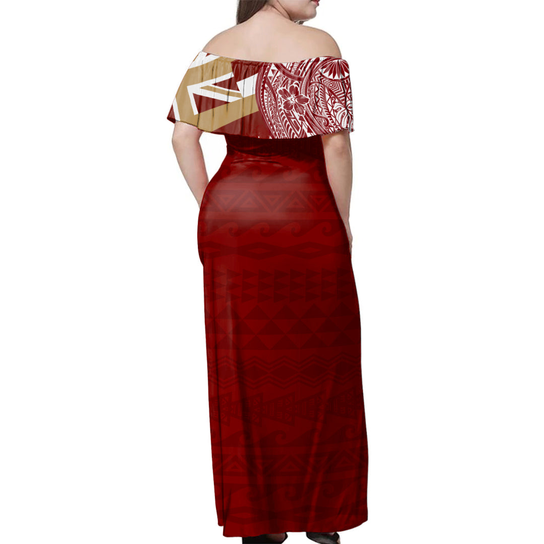 Hawaii Woman Off Shoulder Long Dress James B. Castle High School With Crest Style