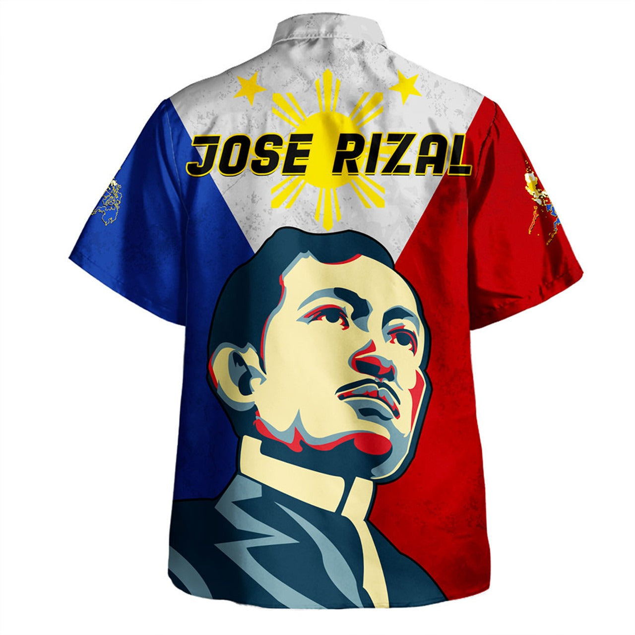 Philippines Filipinos Hawaiian Shirt Jose Rizal Flag Map Country Grunge
