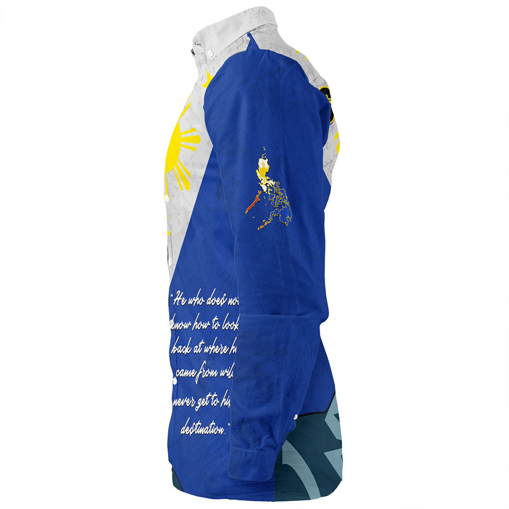 Philippines Filipinos Long Sleeve Shirt Jose Rizal Flag Map Country Grunge