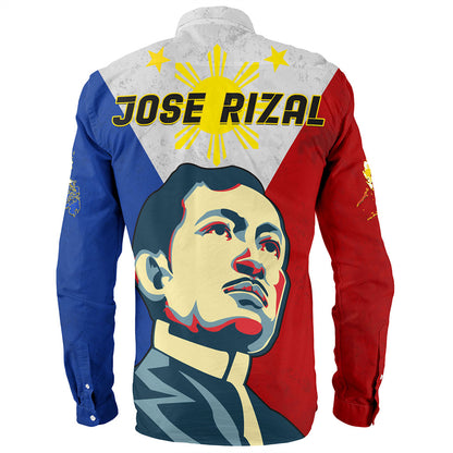 Philippines Filipinos Long Sleeve Shirt Jose Rizal Flag Map Country Grunge