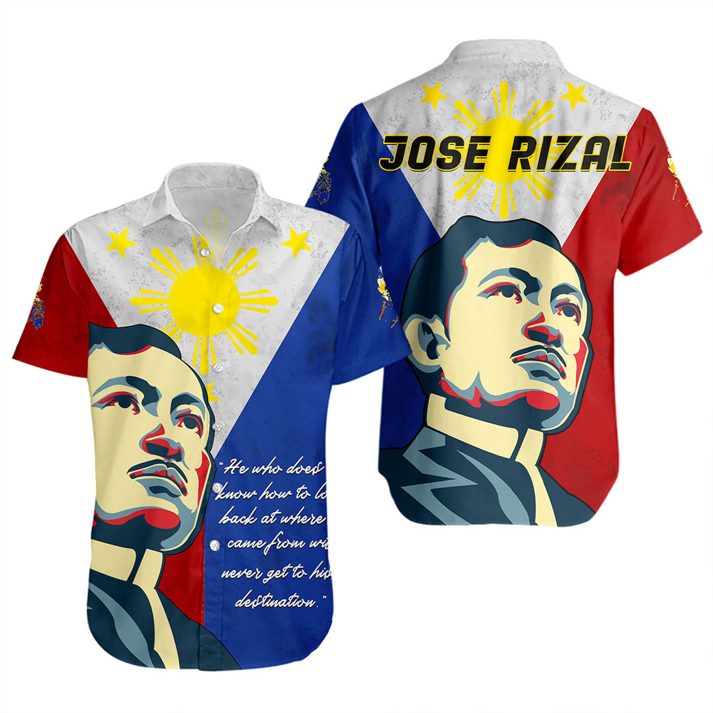 Philippines Filipinos Short Sleeve Shirt Jose Rizal Flag Map Country Grunge