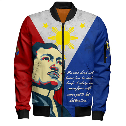 Philippines Filipinos Bomber Jacket Jose Rizal Flag Map Country Grunge