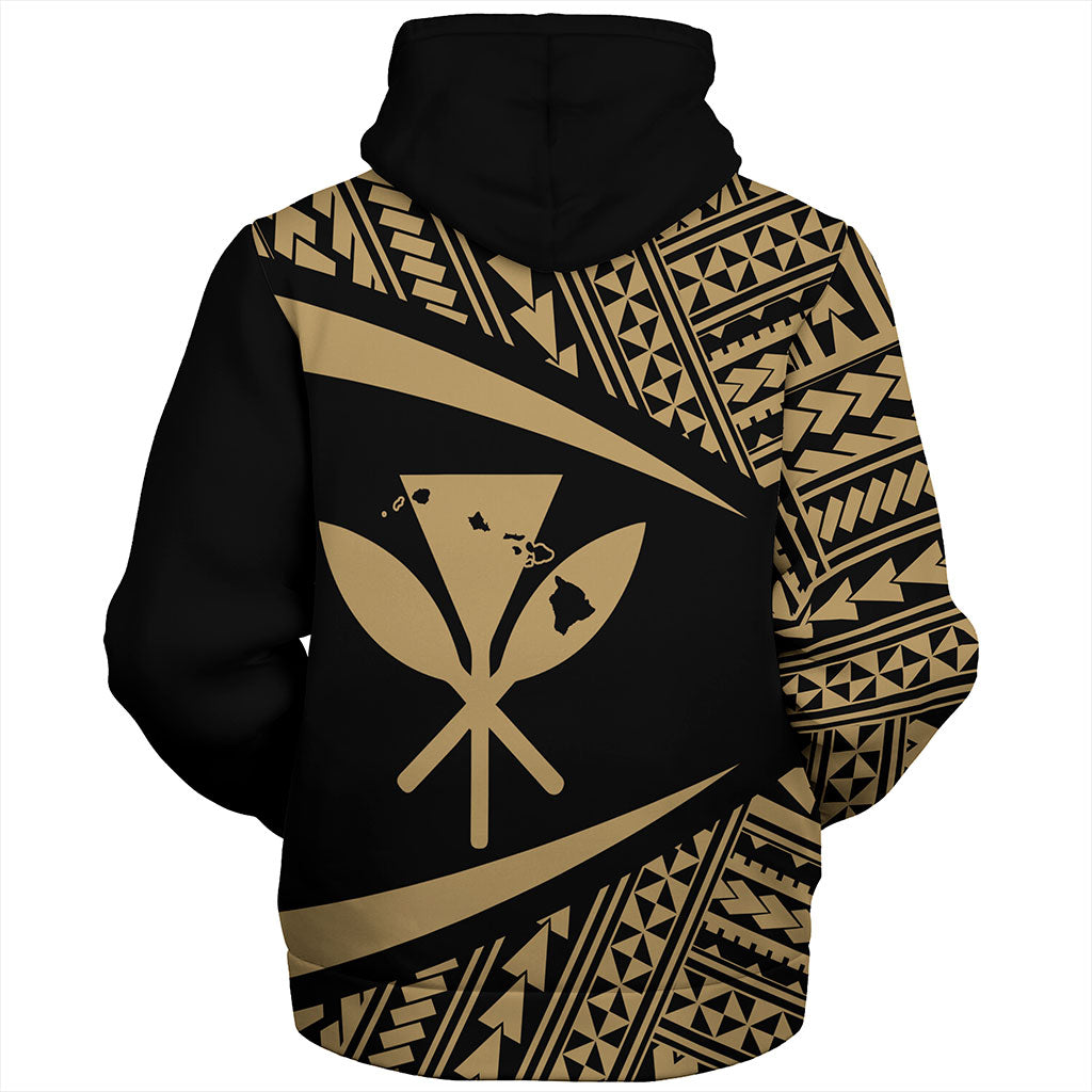 Hawaii Sherpa Hoodie Polynesian Tribal Pattern Round Style
