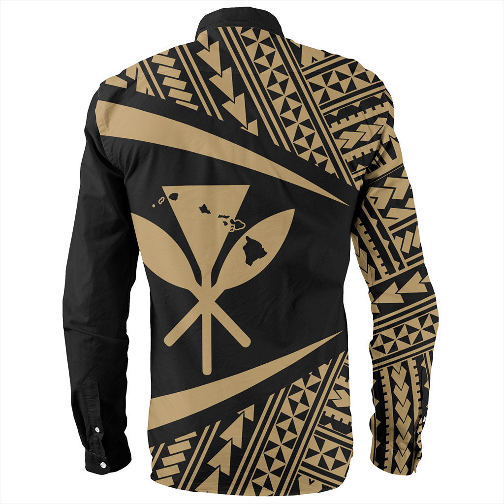 Hawaii Long Sleeve Shirt Polynesian Tribal Pattern Round Style