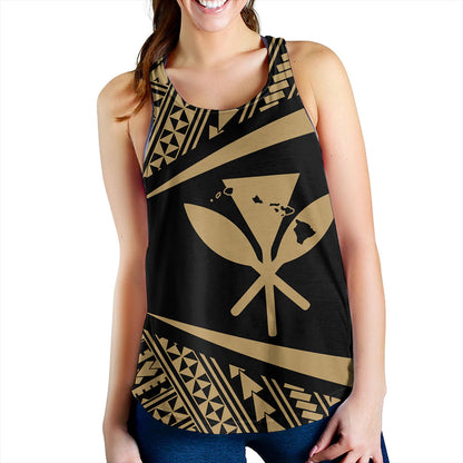 Hawaii Women Tank Polynesian Tribal Pattern Round Style