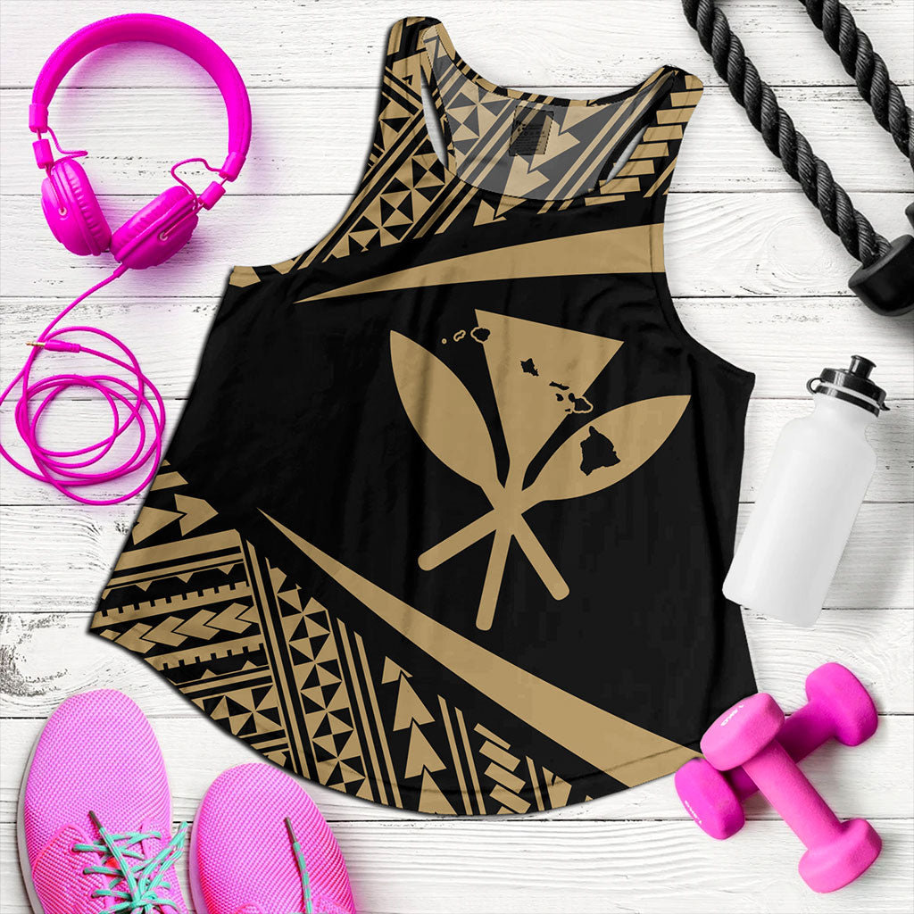 Hawaii Women Tank Polynesian Tribal Pattern Round Style