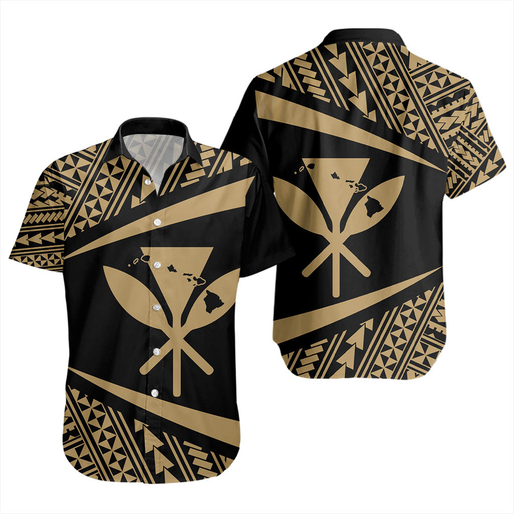 Hawaii Short Sleeve Shirt Polynesian Tribal Pattern Round Style