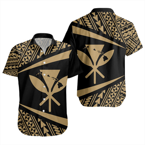 Hawaii Short Sleeve Shirt Polynesian Tribal Pattern Round Style