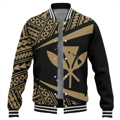 Hawaii Baseball Jacket Polynesian Tribal Pattern Round Style
