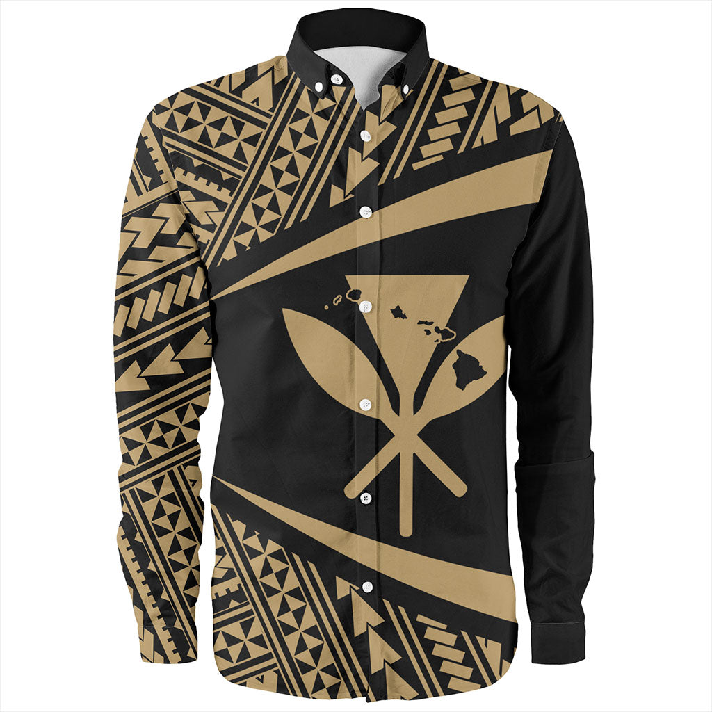 Hawaii Long Sleeve Shirt Polynesian Tribal Pattern Round Style