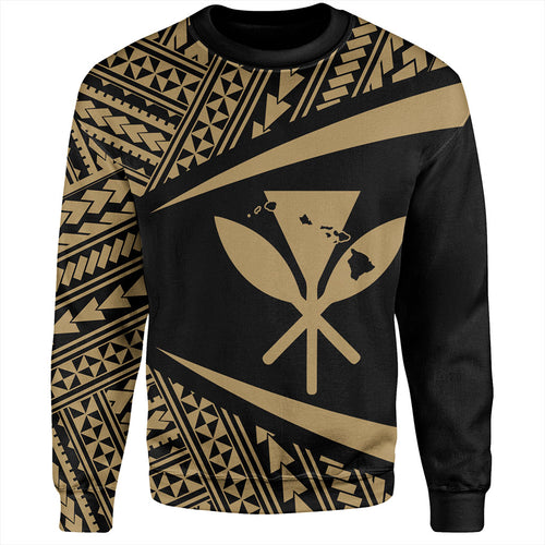 Hawaii Sweatshirt Polynesian Tribal Pattern Round Style
