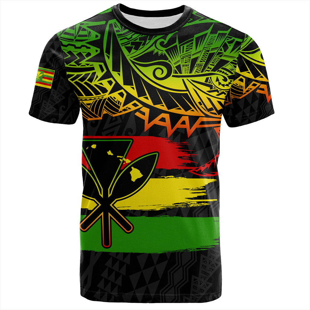 Hawaii T-Shirt Kanaka Maoli Tribal Polynesian Grunge Flag