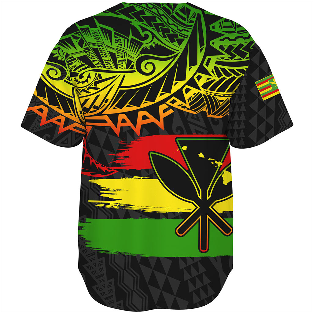 Hawaii Baseball Shirt Kanaka Maoli Tribal Polynesian Grunge Flag