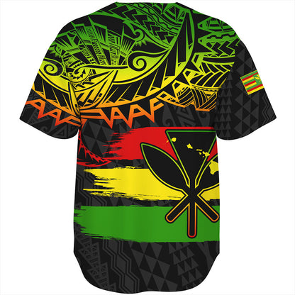 Hawaii Baseball Shirt Kanaka Maoli Tribal Polynesian Grunge Flag