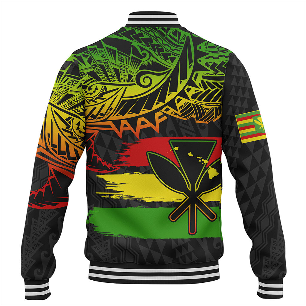 Hawaii Baseball Jacket Kanaka Maoli Tribal Polynesian Grunge Flag