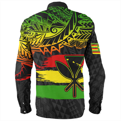 Hawaii Long Sleeve Shirt Kanaka Maoli Tribal Polynesian Grunge Flag