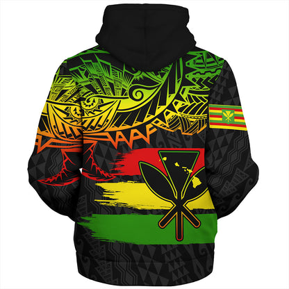Hawaii Sherpa Hoodie Kanaka Maoli Tribal Polynesian Grunge Flag
