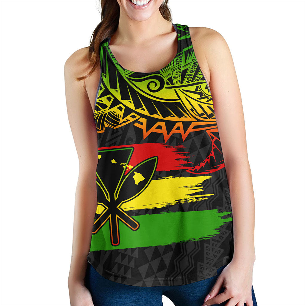 Hawaii Women Tank Kanaka Maoli Tribal Polynesian Grunge Flag