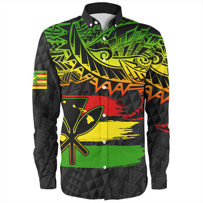 Hawaii Long Sleeve Shirt Kanaka Maoli Tribal Polynesian Grunge Flag