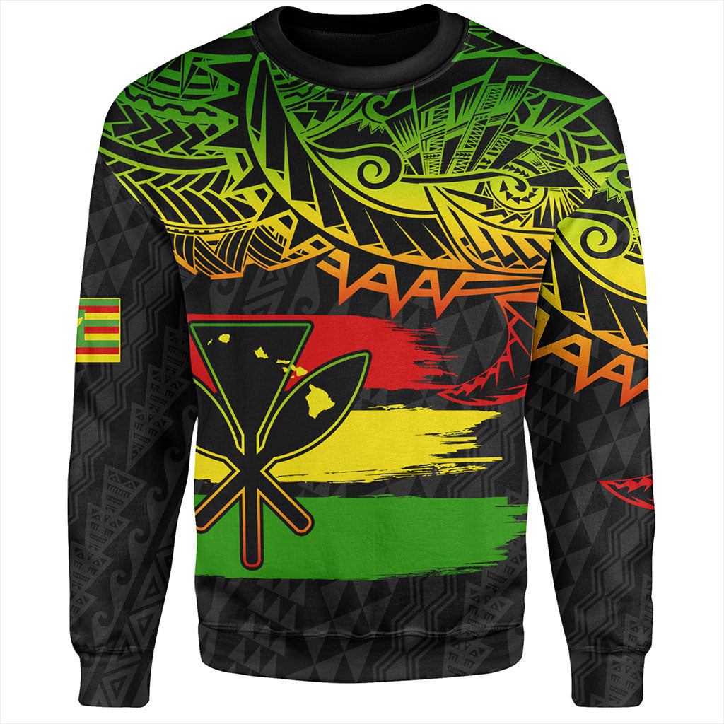 Hawaii Sweatshirt Kanaka Maoli Tribal Polynesian Grunge Flag