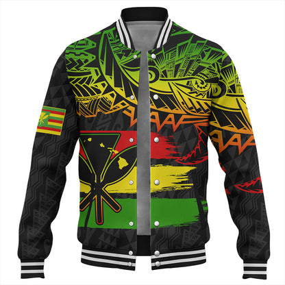 Hawaii Baseball Jacket Kanaka Maoli Tribal Polynesian Grunge Flag