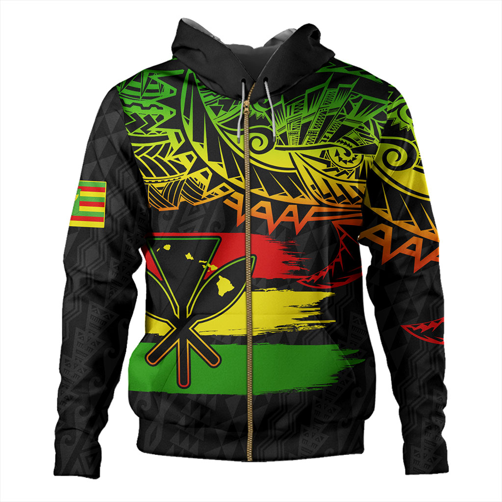 Hawaii Hoodie Kanaka Maoli Tribal Polynesian Grunge Flag