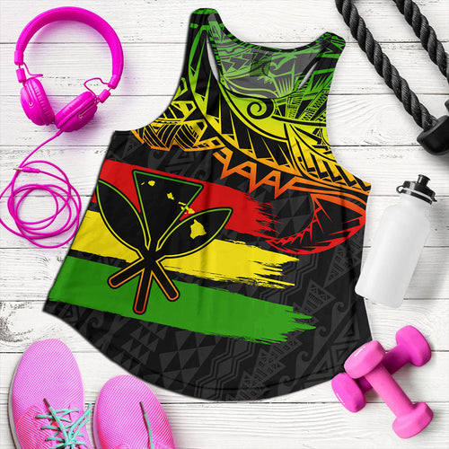 Hawaii Women Tank Kanaka Maoli Tribal Polynesian Grunge Flag