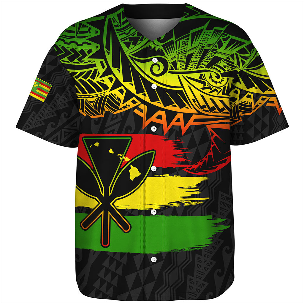 Hawaii Baseball Shirt Kanaka Maoli Tribal Polynesian Grunge Flag