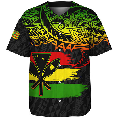 Hawaii Baseball Shirt Kanaka Maoli Tribal Polynesian Grunge Flag