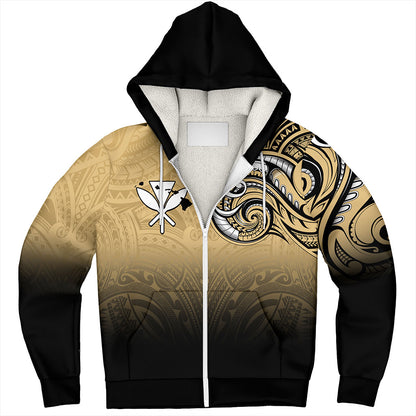Hawaii Sherpa Hoodie Kanaka Map Polynesian Tribal Style