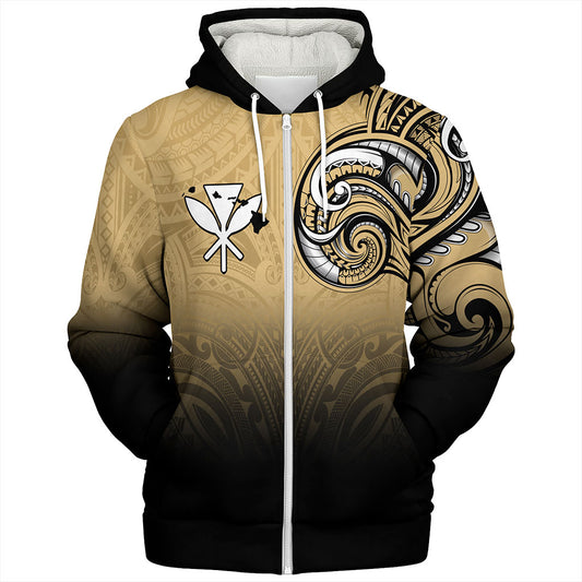 Hawaii Sherpa Hoodie Kanaka Map Polynesian Tribal Style