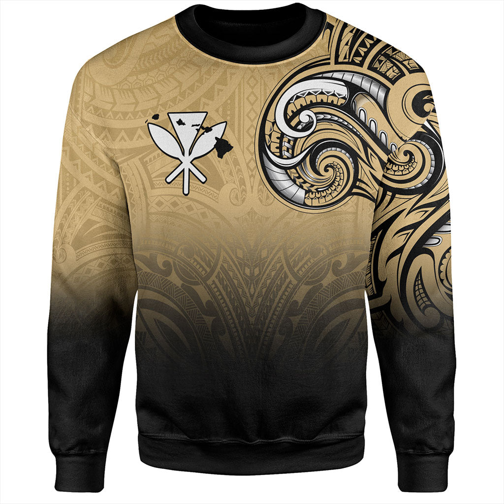 Hawaii Sweatshirt Kanaka Map Polynesian Tribal Style