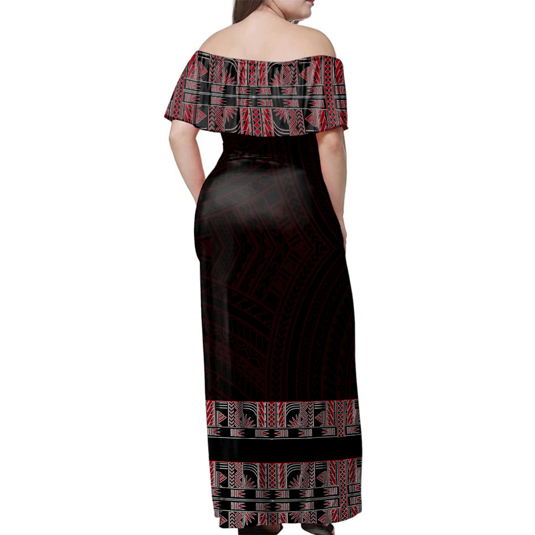 HawaiiCombo Off Shoulder Long Dress And Shirt Kanaka And Map Polynesia Tattoo