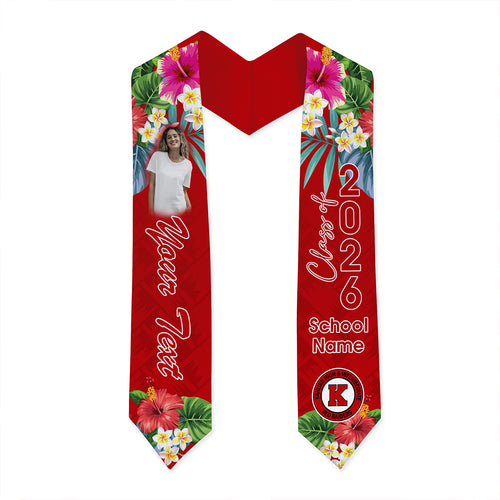 Hawaii Graduation Stole Custom Kahuku High & Intermediate School Class 2026 Tropical Hibiscus Island Style