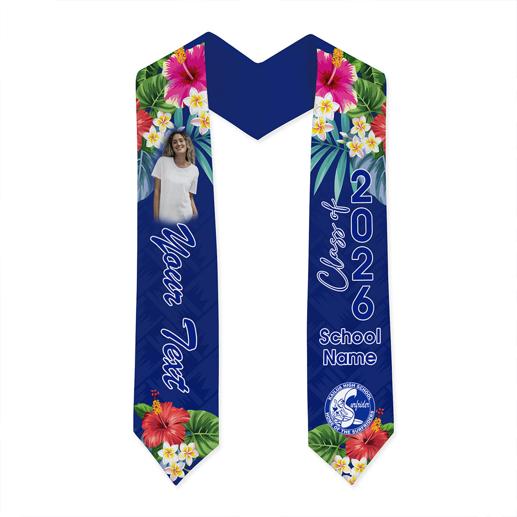 Hawaii Graduation Stole Custom Kailua High School Class 2026 Tropical Hibiscus Island Style