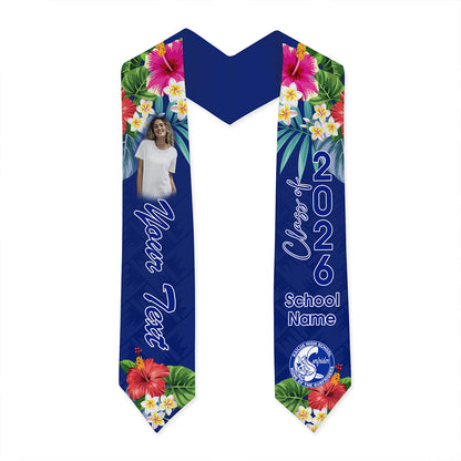 Hawaii Graduation Stole Custom Kailua High School Class 2026 Tropical Hibiscus Island Style