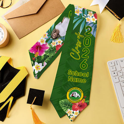 Hawaii Graduation Stole Custom Kaimuki High School Class 2026 Tropical Hibiscus Island Style