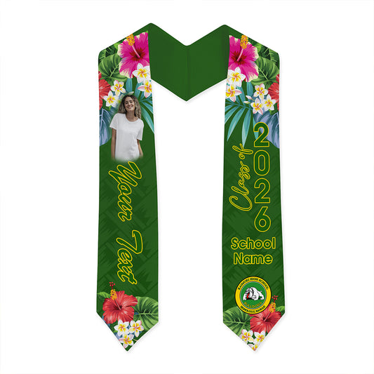 Hawaii Graduation Stole Custom Kaimuki High School Class 2026 Tropical Hibiscus Island Style