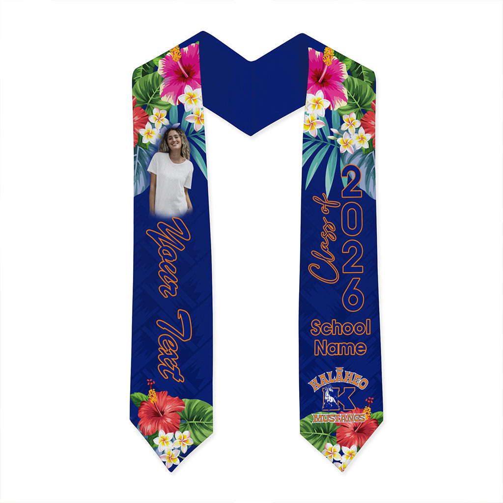 Hawaii Graduation Stole Custom Kalaheo High School Class 2026 Tropical Hibiscus Island Style