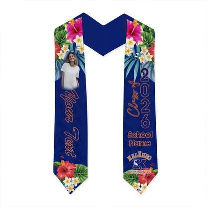 Hawaii Graduation Stole Custom Kalaheo High School Class 2026 Tropical Hibiscus Island Style