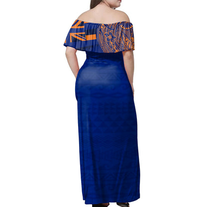 Hawaii Woman Off Shoulder Long Dress Kalaheo High School With Crest Style