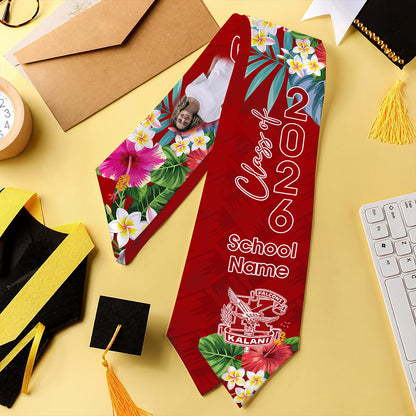 Hawaii Graduation Stole Custom Kalani High School Class 2026 Tropical Hibiscus Island Style