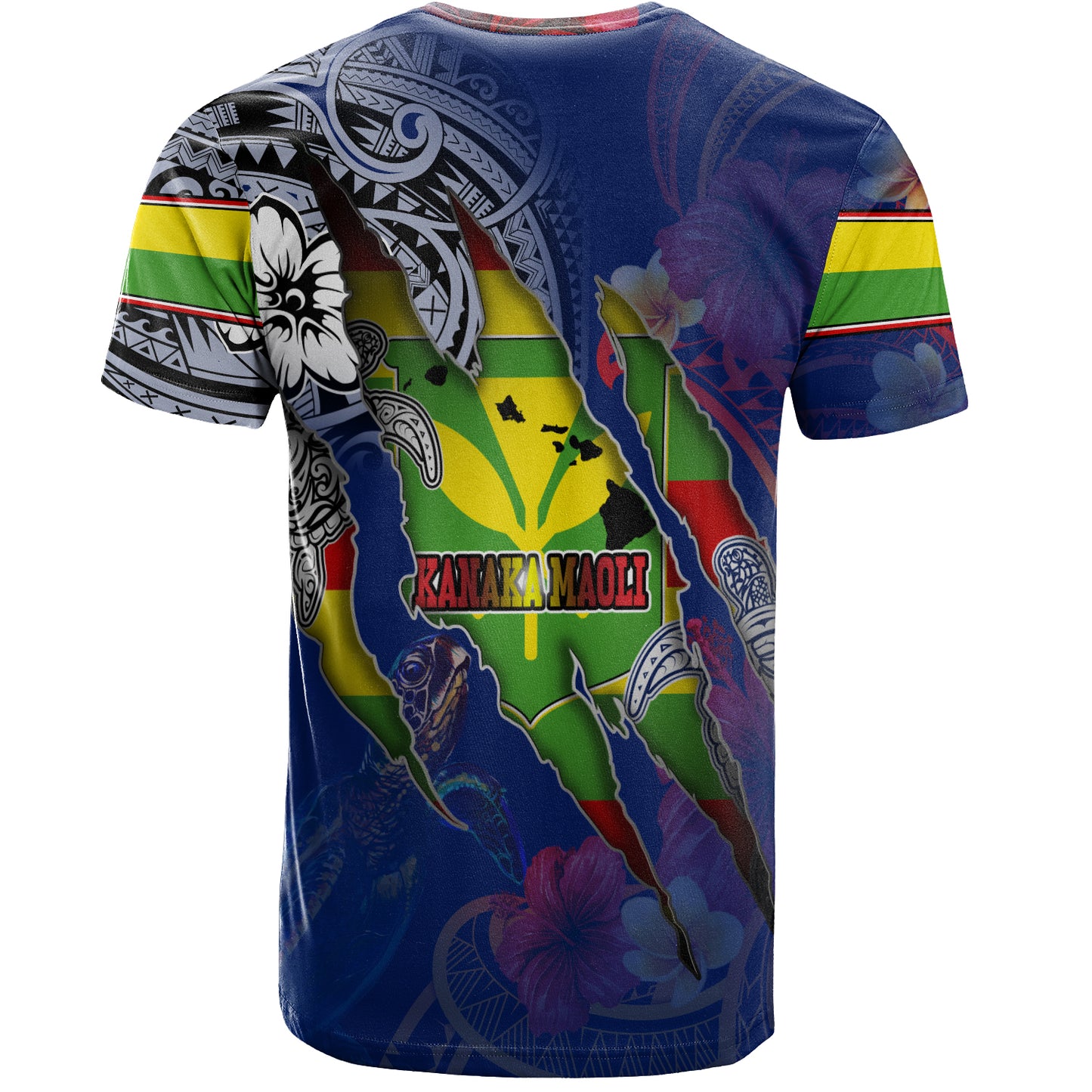 Hawaii T-Shirt Custom Kanaka Maoli Blood Inside Me Polynesian Sleeve Tattoo Tropical Blue